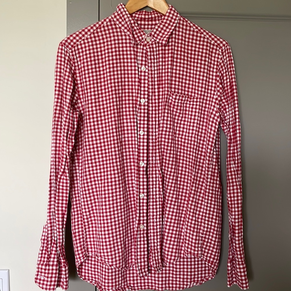 J. Crew’s Men’s Linen/cotton Red Plaid Casual Button Down, Size M